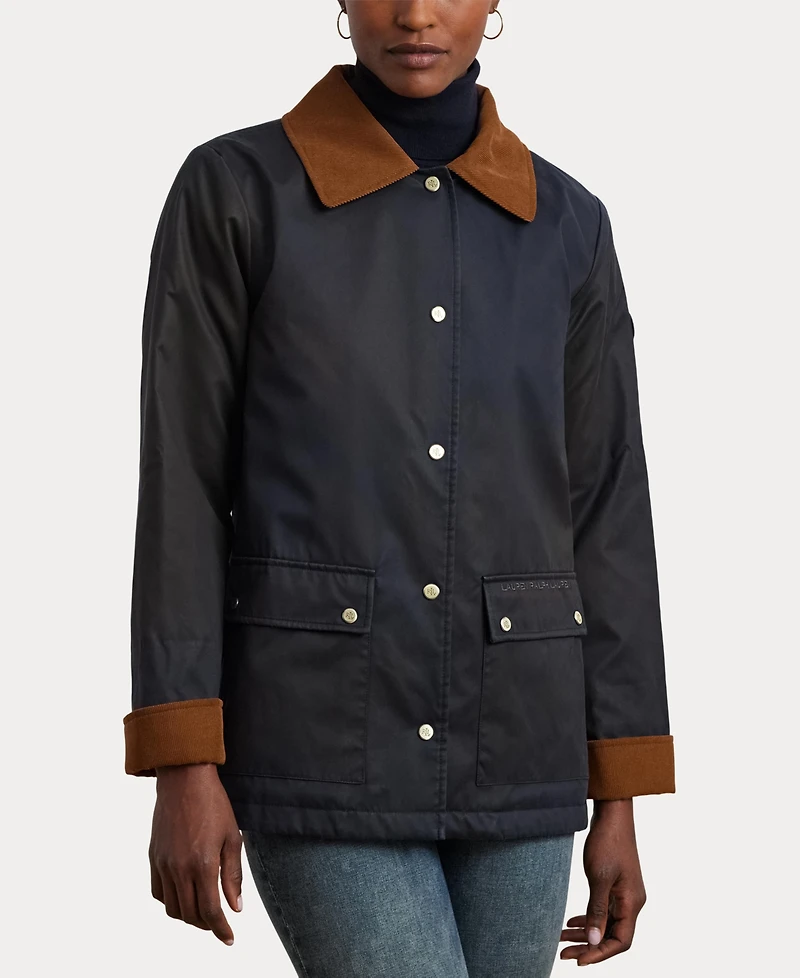 Lauren Ralph Women's Cord-Collar Waxed Jacket