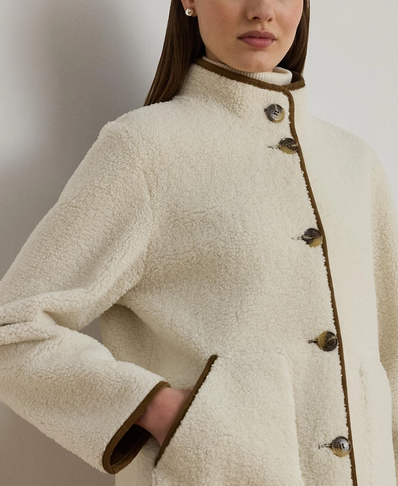 Lauren Ralph Women's Faux-Suede-Trim Fleece Jacket