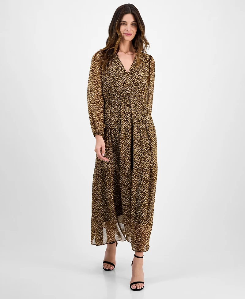 Robbie Bee Women's V-Neck Tiered Maxi Dress
