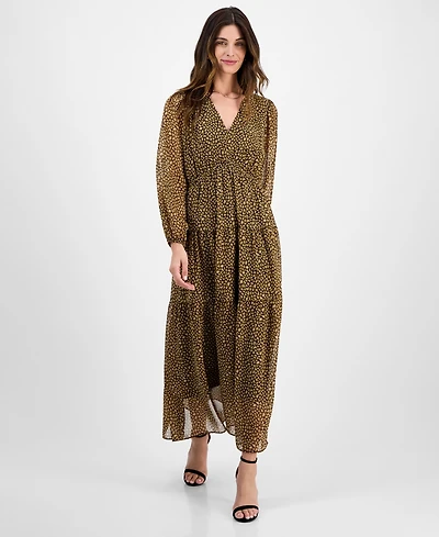 Robbie Bee Women's V-Neck Tiered Maxi Dress