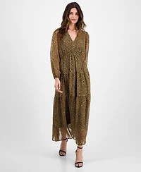 Robbie Bee Women's V-Neck Tiered Maxi Dress