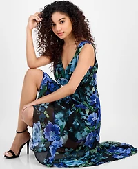 Connected Women's Handkerchief-Hem Floral-Print Dress