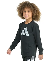 adidas Toddler & Little Boys Long-Sleeve Halftone Camo Logo Cotton T-Shirt