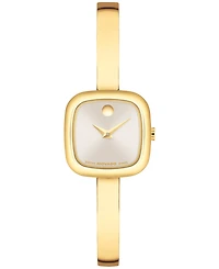 Movado Women's Museum Cushion Swiss Quartz Yellow Pvd Steel Bangle Watch, 21.50mm