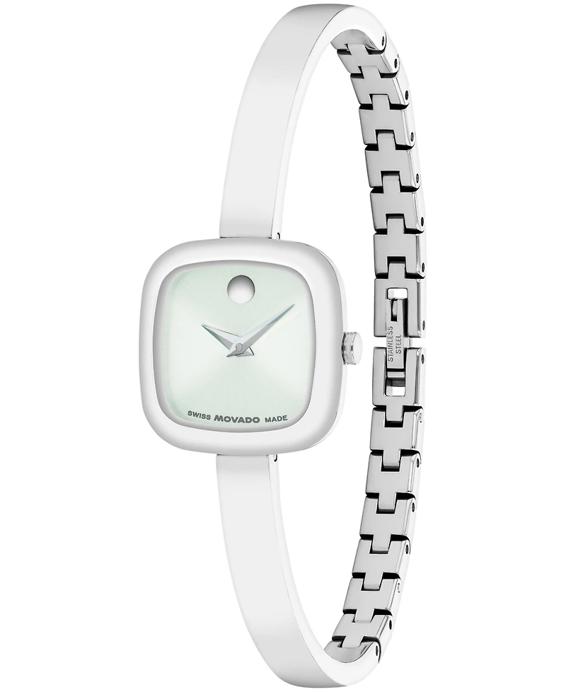 Movado Women's Museum Cushion Swiss Quartz Stainless Steel Bangle Watch, 21.50mm