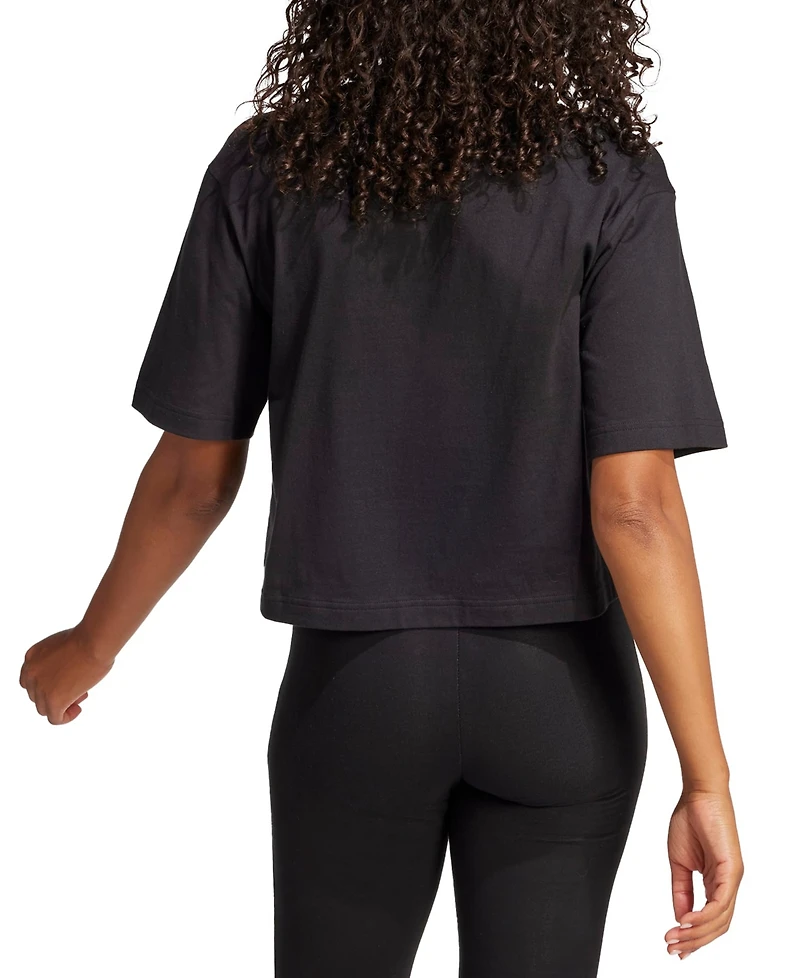 adidas Women's Cotton Logo Boxy Short-Sleeve T-Shirt