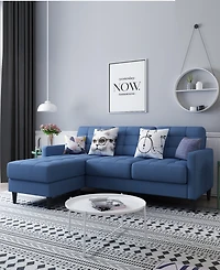 Gold Sparrow 82" Polyester Logan Reversible Sectional Sofa with Ottoman, Created for Macy's
