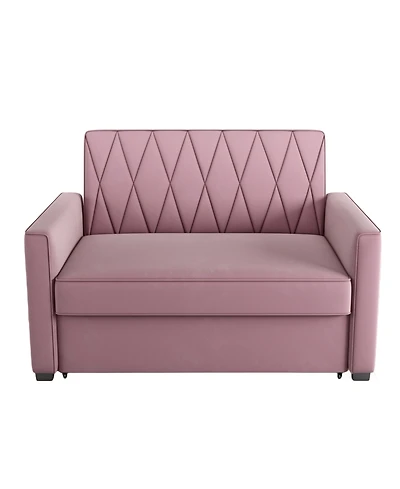 Gold Sparrow 51" Velvet Riverside Convertible Loveseat Bed, Created for Macy's