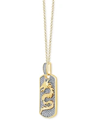 Men's Diamond Pave Dragon Dog Tag 22" Pendant Necklace (1 ct. t.w.) in 10k Gold