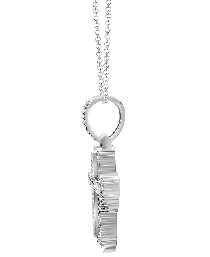 Men's Diamond Cluster Cross 22" Pendant Necklace (1 ct. t.w.) in 10k White Gold