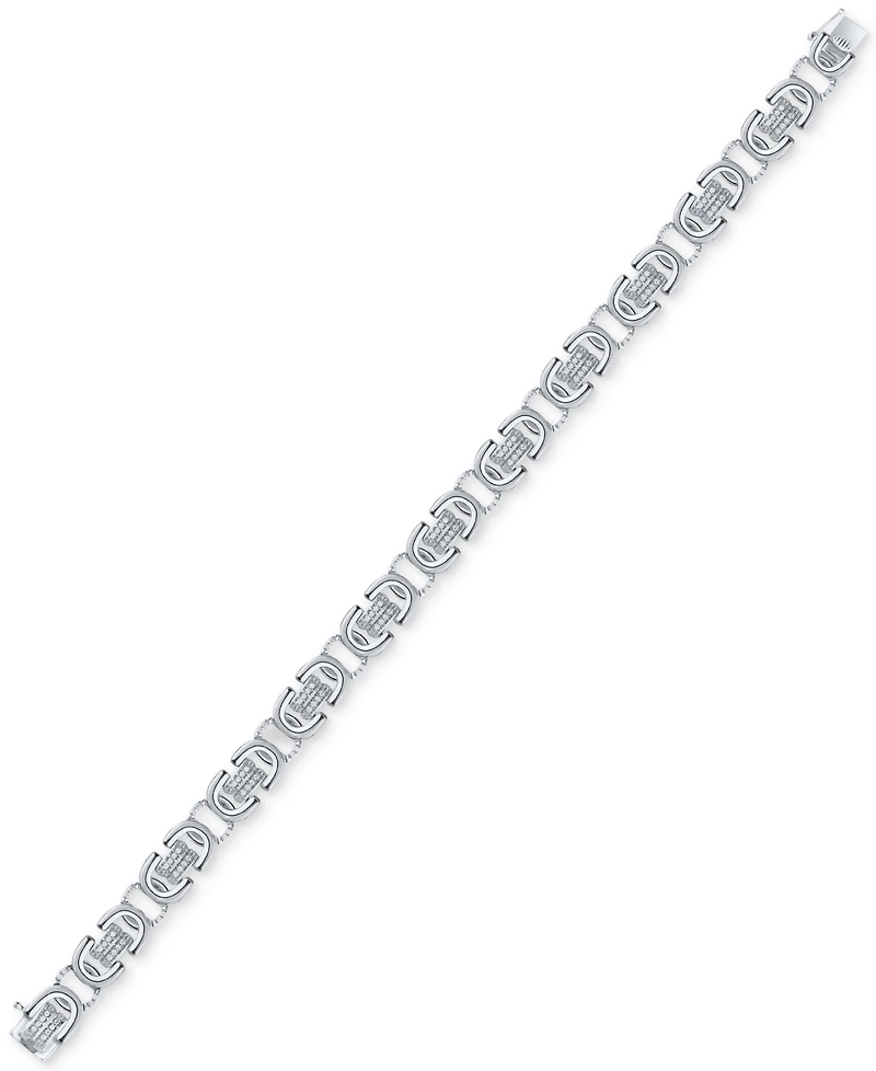Men's Diamond Pave U Link Bracelet (1 ct. t.w.) in Sterling Silver
