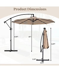 Gymax 10 Ft Patio Offset Umbrella w/ X-shaped Base Infinite Tile & 360° Rotation