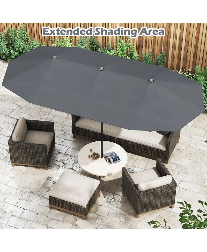 Gymax 13 Ft Double-sided Patio Umbrella Outdoor Large Twin