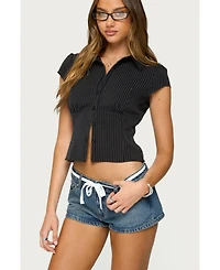Edikted Women's Juney Pinstripe Tailored Button Up Shirt