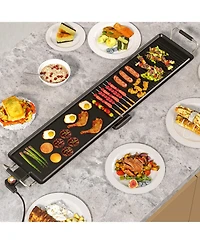 Slickblue Extra Large Electric Griddle with 2 Cooking Surface and Adjustable Temperatures