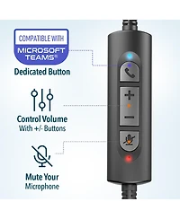 Delton 30Y Wired Computer Headset, Ms Teams Compatible, Mono Headphones With Dual Noise-Cancelling Microphones, In-Line Controls, On-Ear Usb Headset f