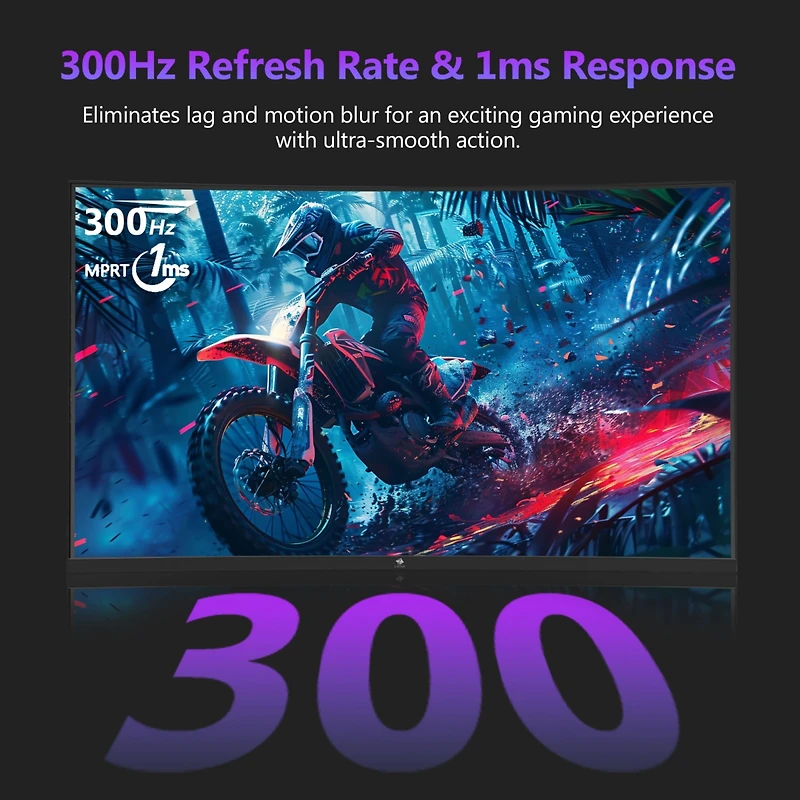 Z-edge UG27H 27 inch 1080P Full Hd 1920 x 1080 300 Hz 1 ms Curved Gaming Monitor, Ultra-Slim Beze