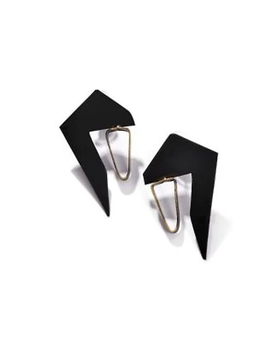 Sohi Womens Black Abstract Drop Earrings