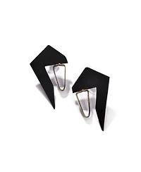 Sohi Womens Black Abstract Drop Earrings