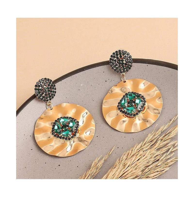 Sohi Women's Gold Circular Drop Earrings