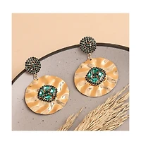 Sohi Women's Gold Circular Drop Earrings