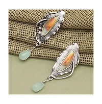 Sohi Women's Blue Abstract Drop Earrings