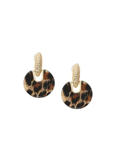 Sohi Womens Brown Textured Circular Drop Earrings