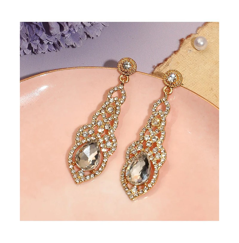 Sohi Women's Green Dazzling Drop Earrings