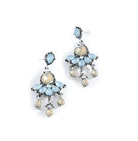 Sohi Women's Blue Teardrop Stone Drop Earrings