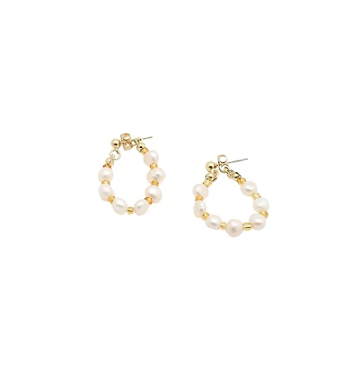 Sohi Women's Gold Snowball Teardrop Drop Earrings