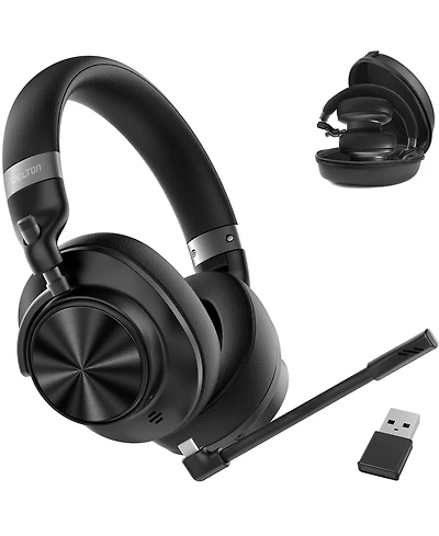 Delton M320 Wireless Headphone With Usb Dongle & Detachable Mic, Computer Headset With 4 Anc Mics, 65 Hours Talk Time, Compatible With Pc, Laptops, Ma