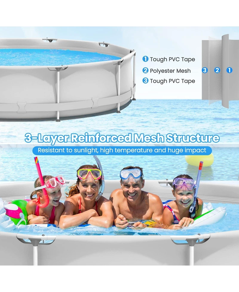 Mecale Round Above Ground Swimming Pool With Pool Cover