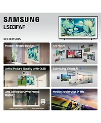 Samsung The Frame LS03F Qled 4K Smart Tv Bundle, Quantum Hdr, Art Mode, Slim Fit Wall Mount, Alexa Built-in w/Aux Hdmi Cable, Cps 24-Month Protection