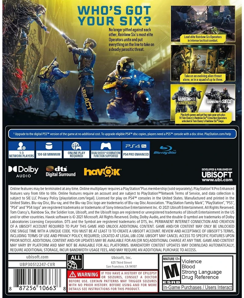 Ubisoft Tom Clancy's Rainbow Six Extraction Standard Edition for PlayStation 4