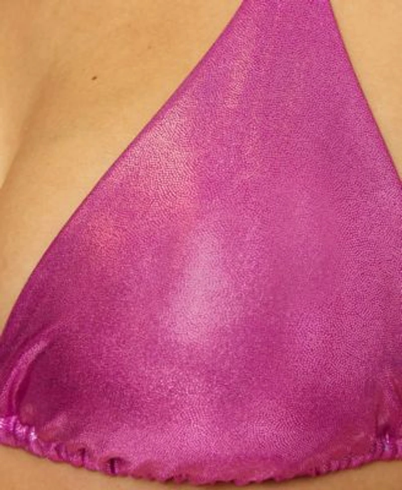 Becca Womens Liquid Metal Triangle Bikini Top Side Tie Bottoms