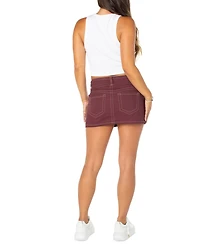 Celebrity Pink Juniors' Double-Button Contrast-Stitch Mini Skirt