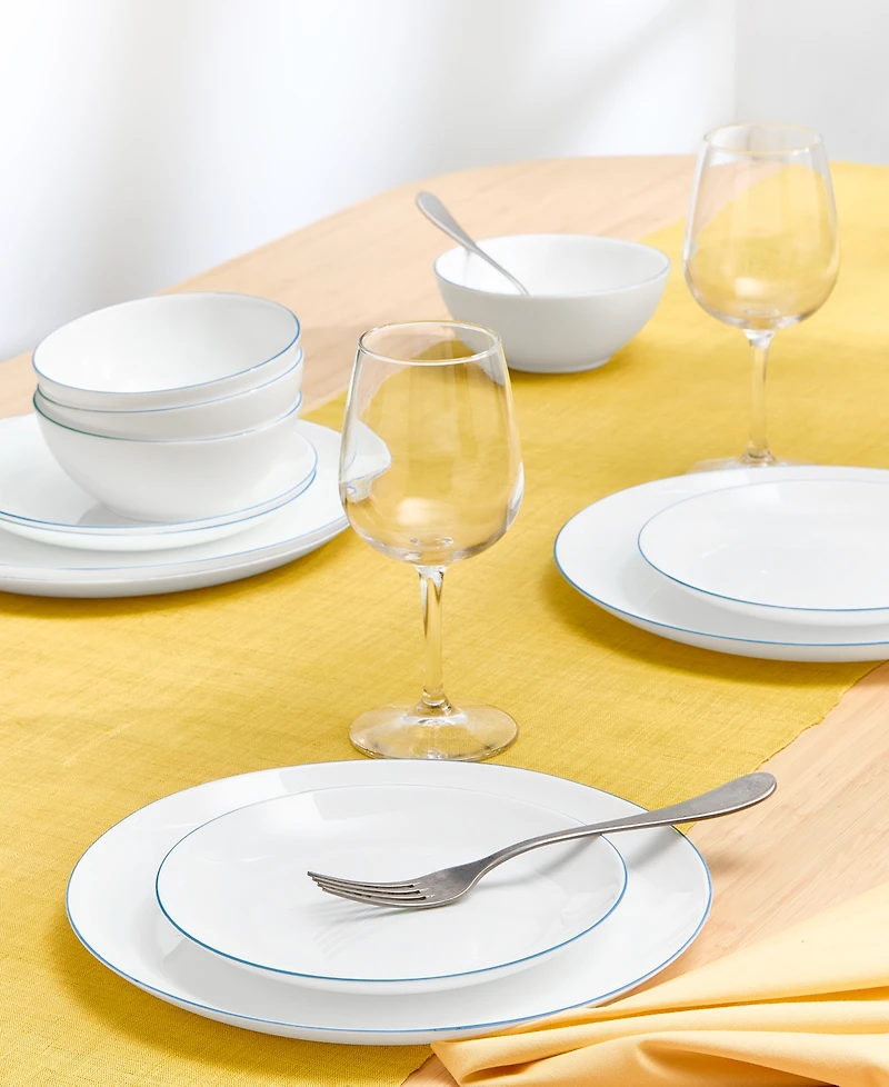 Arch Studio Opal Glass Blue Rim 12 Pc Dinnerware Set, Service for 4, Exclusively at Macy's
