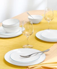 Arch Studio Opal Glass Blue Rim 12 Pc Dinnerware Set, Service for 4, Exclusively at Macy's