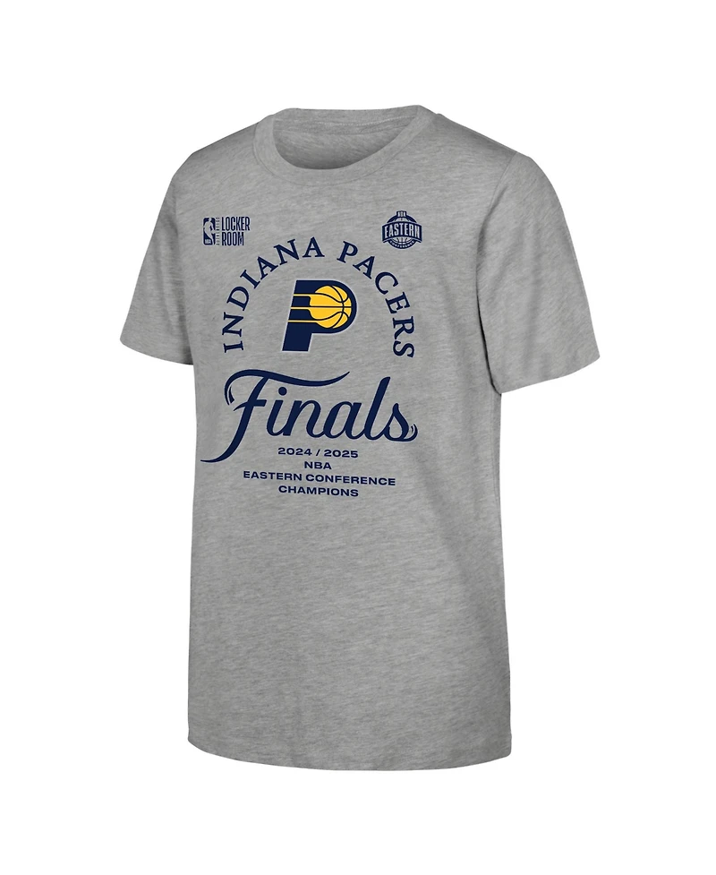 Fanatics Big Boys and Girls Gray Indiana Pacers 2025 Nba Eastern Conference Champions Locker Room T-Shirt