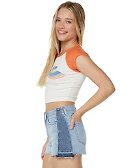 Roxy Juniors' Wave Stripe Cropped T-Shirt