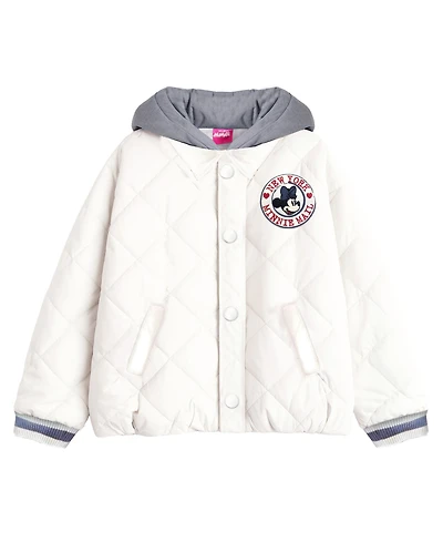 Disney Toddler and Little Girls Minnie New York Quilted Bomber Jacket