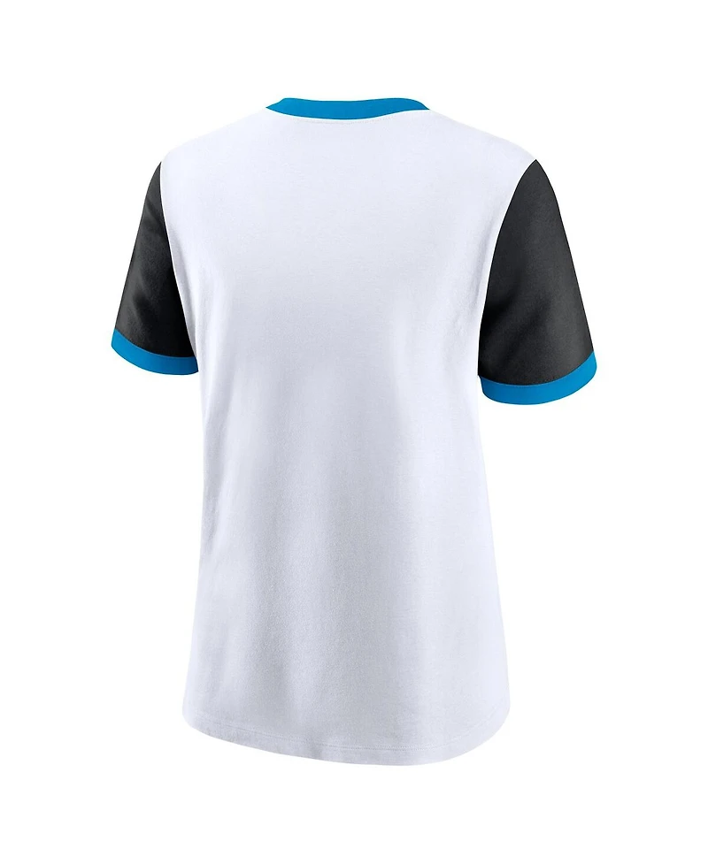 Nike Women's White Carolina Panthers Rewind Ringer Tri-Blend T-Shirt