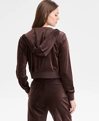 Guess Women's Couture Cropped Velour Hoodie
