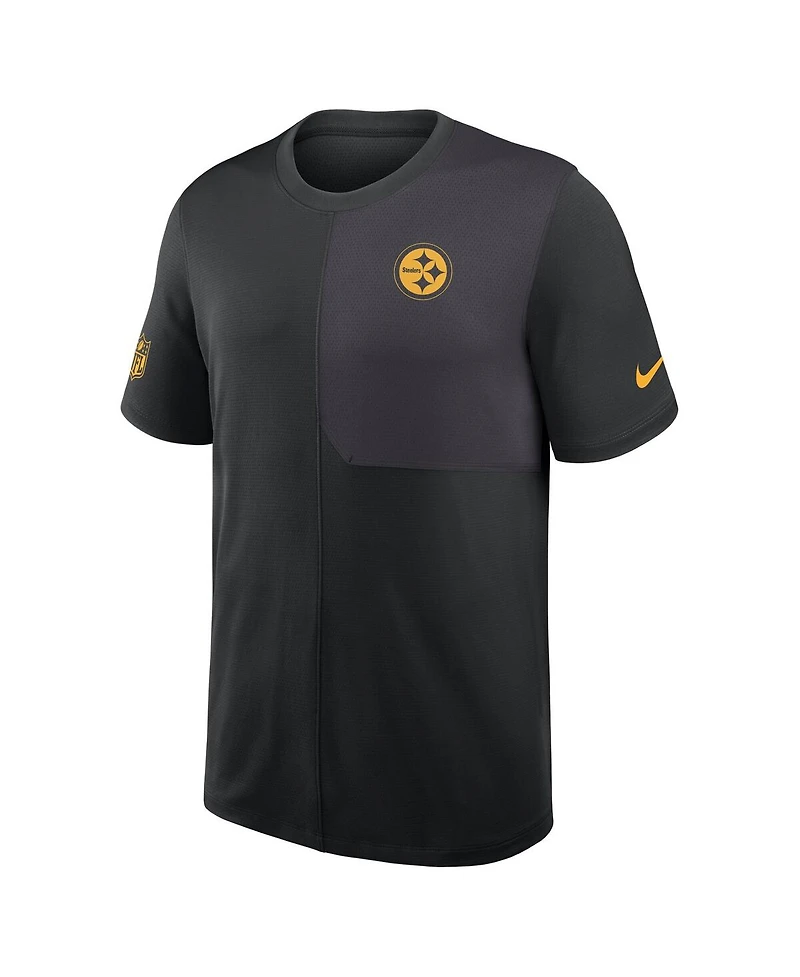 Nike Men's Black Pittsburgh Steelers Sideline Uv Performance Coach Shirt