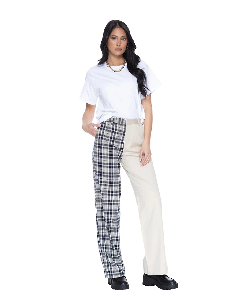 blue revival Women's Mixed-Pattern Wide Leg Trouser