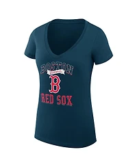 G-iii 4Her by Carl Banks Women's Navy Boston Red Sox Team Logo Graphic V-Neck Fitted T-Shirt
