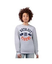 G-iii 4Her by Carl Banks Women's Heather Gray Detroit Tigers Team Logo Fleece Pullover Sweatshirt
