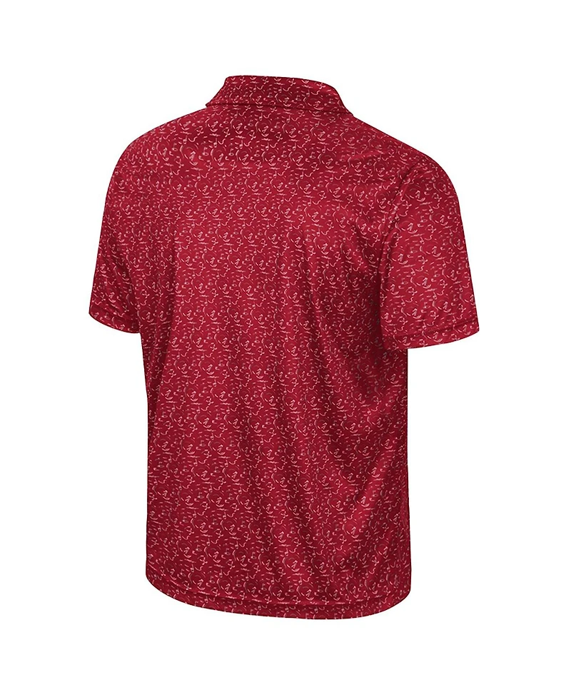 Colosseum Men's Crimson Washington State Cougars Sublimated Golf Polo Shirt