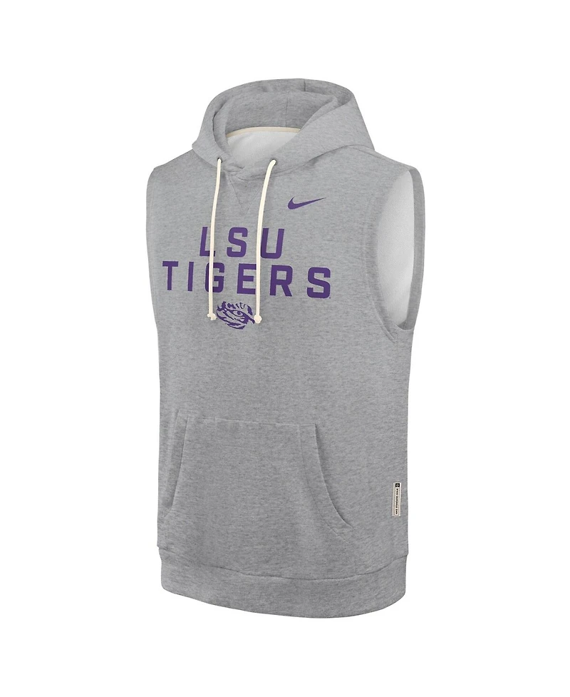 Nike Men's Heather Gray Lsu Tigers 2025 Sideline Performance Sleeveless Pullover Hoodie