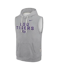 Nike Men's Heather Gray Lsu Tigers 2025 Sideline Performance Sleeveless Pullover Hoodie